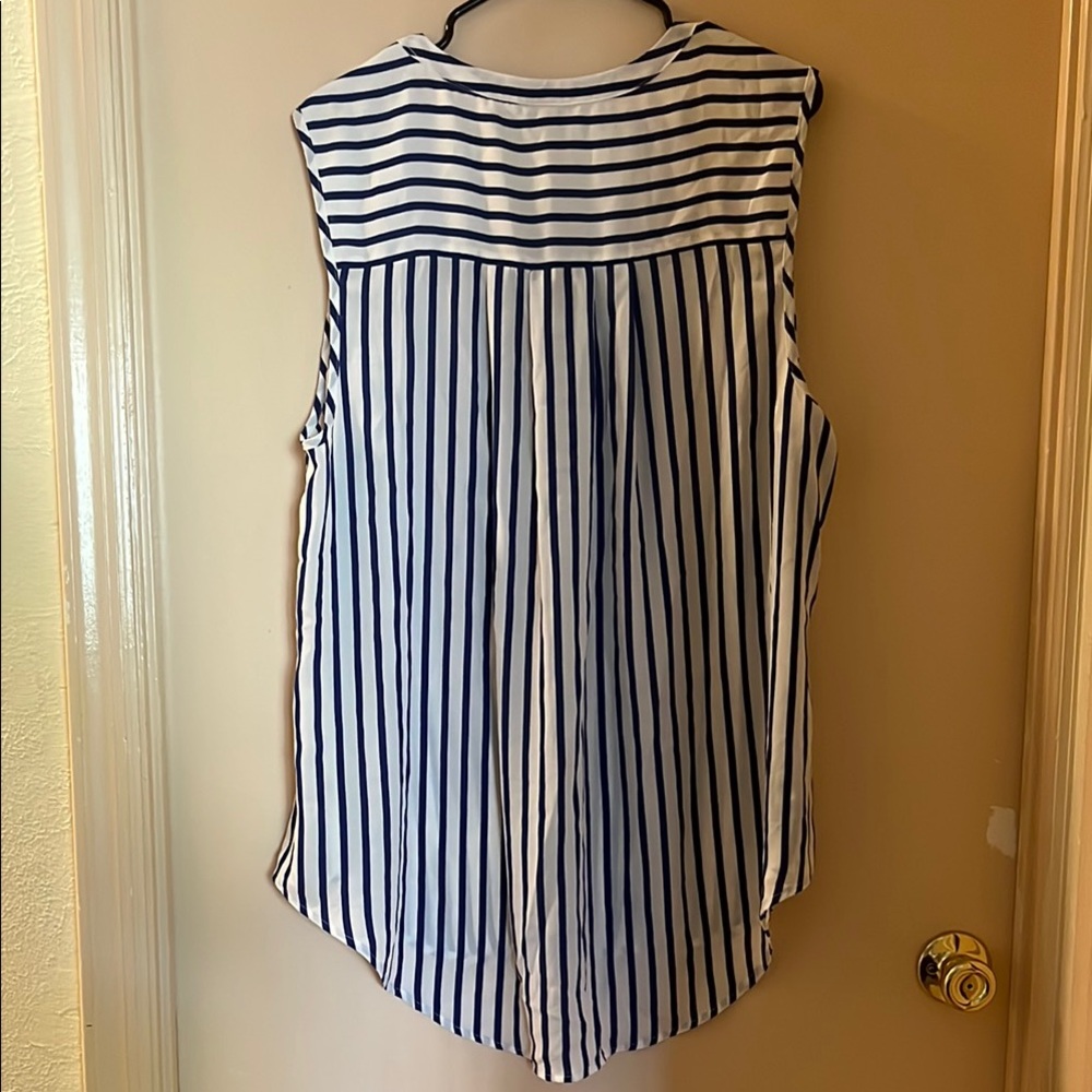 Torrid Navy Blue and White Striped Blouse - Picture 3 of 3